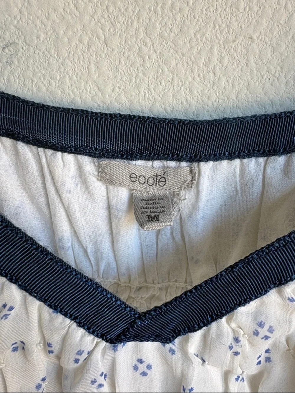 Ecoté Women’s Navy Trim White Cotton dress 100% cotton lining